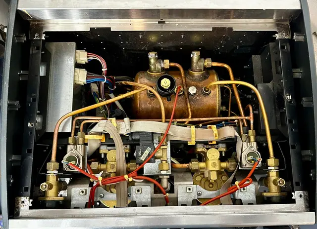 Inside: boiler, heat exchangers and plumbing